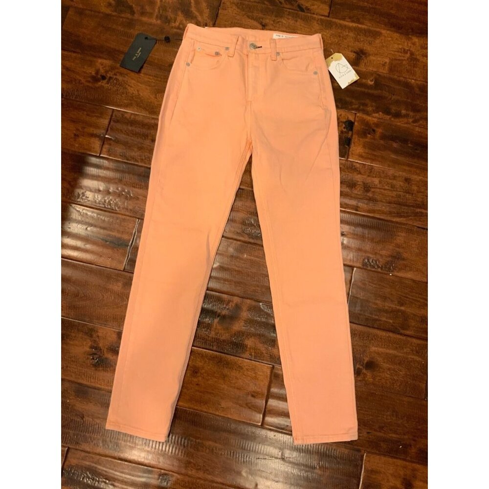 Rag & Bone Light Orange Denim "High-Rise Skinny” Jeans, Size 24, NWT